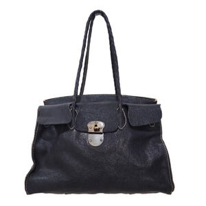 VINTAGE PATRICIA NASH Vienna Satchel Black Pebble Leather  bag, Women's os
